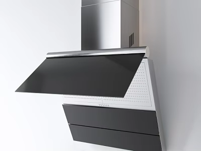 Modern Kitchen Range Hood Appliance With Stainless Steel Black Silver Sleek Design 3d model
