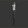 Fashionable Daily Life Clothing With White Top Red Shoulder Patches Gray Tight Pants Long Boots