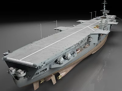 3D Rendered Aircraft Carrier Flight Deck And Hull 3d model