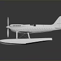 Silver Seaplane Model For Aerospace Exploration With Floats And Propeller Wings