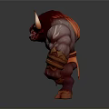 3D Rendered Bull Headed Muscular Character With Horns Orange Shorts And Arm Ornaments
