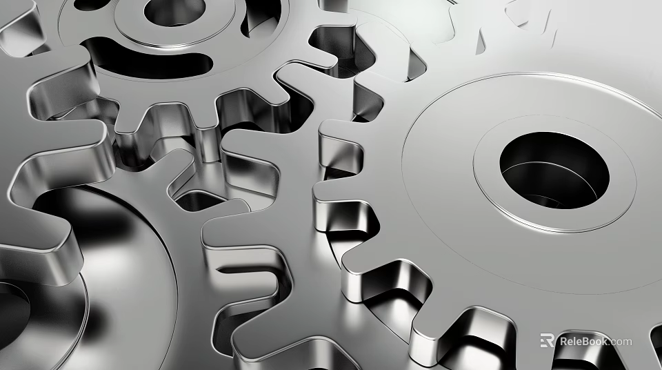 Hardware Tools Featuring Interlocking Metal Gears in Close Up Precision View 3d model