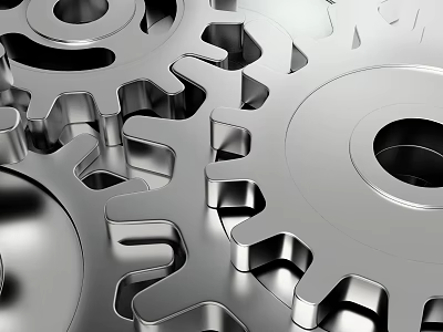 Hardware Tools Featuring Interlocking Metal Gears in Close Up Precision View 3d model