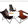 Brown Black Tan Leather Accent Chairs With Metal Frame And Wooden Arms