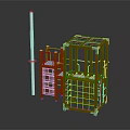 Red Outdoor Children's Playground Equipment With Multiple Frame Structures And Tall Pole