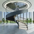 modern revolving staircase 3d model