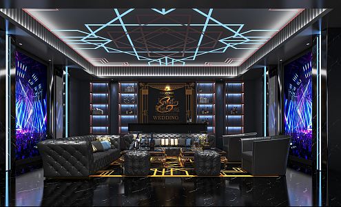 Modern KTV Room Party Room Box Coffee Table Multi-Person Sofa Microphone Card Seat Wine Cabinet 3d model