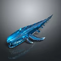 Detailed Blue Streamlined Marine Animal Model With Sharp Teeth And Glossy Metallic Finish