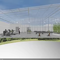 Spacious Glass Roof and Walls Leisure Area with Ping Pong Table Chairs and Plants