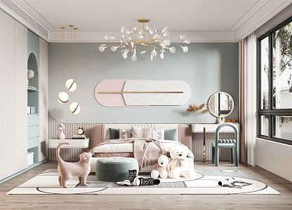 Light Luxury Children's Room Girls Children's Room 3d model