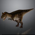 Realistic Dinosaur Figure With Brown Yellow Skin Red Horns Open Mouth Standing On Gray Background