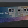 2022 Sports Dance Festival Exhibition Wall with Display Panels Images and Text on Blue Orange Background