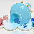 Cute Blue Shell House With Octopus Toy And Coral Ocean Kids Decor
