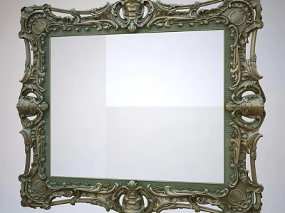 Vintage Picture Frame With Ornate Carved Details And Gold Toned Antique Design 3d model
