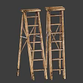 Sturdy Wooden Step Ladders For Home Use Practical Household Items 3d model