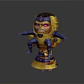 3D Game Character Model With Purple Head Yellow Body Blue Limbs And Angry Expression