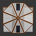 Outdoor Furniture Set With Solar Panel Umbrella Wooden Loungers And Side Table
