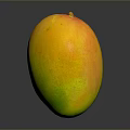 Fresh Ripe Mango Fruit With Vibrant Yellow And Green Skin On Dark Background