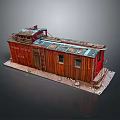 Vintage Union Pacific 2532 Wooden Train Car with Metal Roof Detailed Model