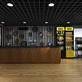 4S Shop Interior With Shelves Tires Seats Display Area And Wooden Flooring
