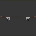 Stylish Skateboard with Black Gray Deck Orange Edge and Four Black Wheels
