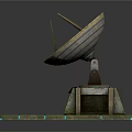 Futuristic Satellite Dish Antenna Structure With Stone Base And Blue Glowing Lines