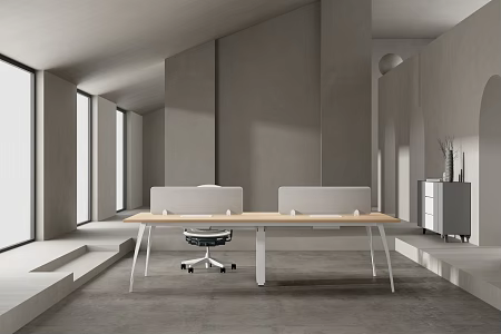 Modern Office Desk and Chair Office Staff Desk 3d model