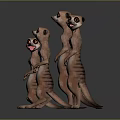Five Cute Standing Meerkat Characters In Group With Playful Expressions And 3D Render 3d model