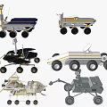 Detailed Illustrations of Various Lunar Rover Models for Space Missions
