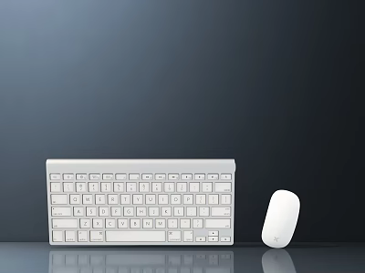 Modern White Wireless Computer Keyboard and Mouse Set for Desktop Use 3d model