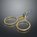 Golden Scissors With Polished Round Handles And Sharp Stainless Steel Blade