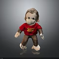 Children Playing with Curious George Plush Toy in Red Shirt Soft Stuffed Monkey