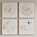 Elegant Traditional Chinese Circular Paintings With Birds Butterflies And Bamboo Leaves