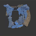 Natural Rocky Cave Interior With Hanging Stalactites And Rising Stalagmites