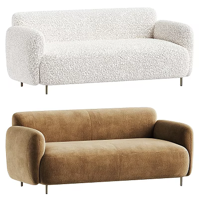 Plush White and Brown Sectional Sofa with Modern Cozy Design and Soft Upholstery 3d model