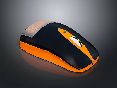 Sleek Black and Orange Optical Mouse with Ergonomic Design and Smooth Scroll Wheel for Daily Use 3d model