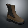 Brown And Black Chelsea Boots With Suede Material Thick Sole And Pull Tab 3d model
