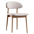 Modern Single Chair With Light Gray Fabric Upholstered Seat And Wooden Legs Design