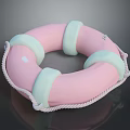 Pink And Green Life Buoy With Rope Detail And Heart Design Safety Equipment