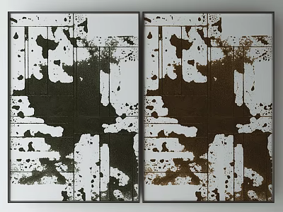Abstract Modern Wall Art With Black Brown White Patterns And Frames 3d model
