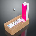 Interactive Board Game Entertainment Set With Cork Base White Panel Pink Component And Floating Dice 3d model