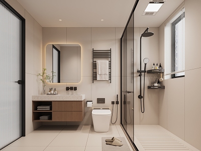 Modern Minimalist Dry and Wet Separated Toilet Bathroom Cabinet Shower Partition Toilet Shower model