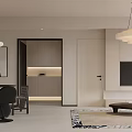 Modern Living Dining Room Interior With Beige Sofa Coffee Table And Pendant Light