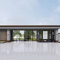 Elegant Modern Entrance Gate With Decorative Pillars And Shiny Smooth Floor