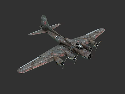 modern fighter old crash bomber dilapidated aircraft 3d model