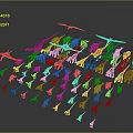 Colorful Dinosaur Models Collection With Various Species And Flying Reptiles Displayed
