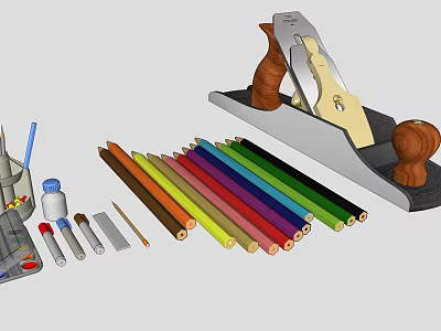 Assorted Colored Drawing Pencils With Wooden Grips And Art Supplies For Artists 3d model
