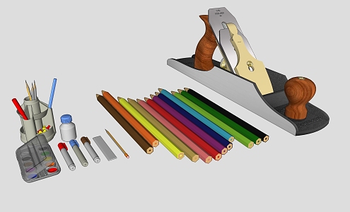 Office supplies watercolor pen 3d model