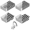 Modern White Ceramic Wash Basin With Double Bowl Faucet And Various Designs
