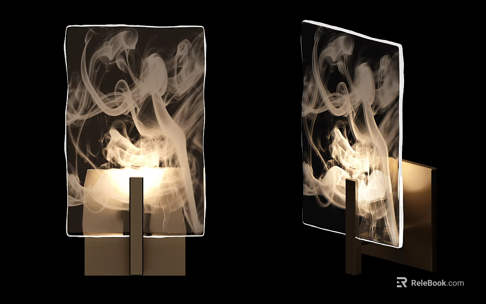 Modern Artistic Wall Lamp With Smoky Pattern And Metal Frame 3d model 